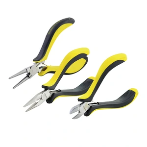 Surtek-95P3 / 95P3 Juego de mini pinzas con mango bimaterial para electrónica, 3 piezas Surtek