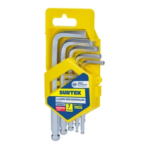 Surtek-ALLFB7 / ALLFB7 Juego de llaves hexagonales tipo "L" punta de bola, en pulgadas, 7 piezas en rack Surtek
