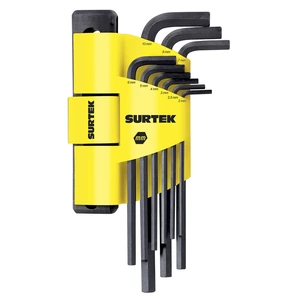 Surtek-ALLFH9M / ALLFH9M Juego de llaves extra largas hexagonales tipo "L", métricas, 9 piezas en rack Surtek