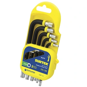 Surtek-ALLFT9 / ALLFT9 Juego de llaves hexagonales tipo "L", Torx, 9 piezas en rack Surtek
