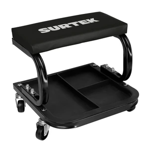 Surtek-BAMDS / BAMDS Banco para mecánico acolchonad o color negro con deposito, 33 cm
