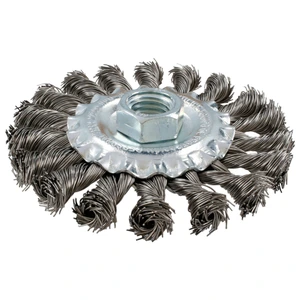 Surtek-C623 / C623 Carda circular ondulada alambre delgado acero inoxidable 4" x 0.30 mm con rosca 5/8" Surtek