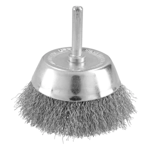 Carda copa ondulada alambre delgado acero inoxidable 7/8" x 0.30 mm con zanco 1/4" Surtek