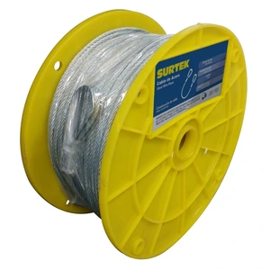 Surtek-CAP216 / CAP216 Cable de acero con guardacabo recubrimiento PVC negro 3/16" x 76 m construcción de 7 x 19 Surtek
