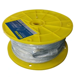 Surtek-CAP236 / CAP236 Cable de acero con guardacabo recubrimiento PVC negro 3/16" x 457 m construcción de 7 x 19 Surtek