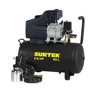 Surtek-CMP550K / CMP550K Compresor de aire eléctrico lu bricado con pistola y manguera 50 Lt 3 HP, 120 V