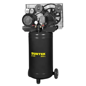 Surtek-CMPV6200 / CMPV6200 Compresor de aire eléctrico co n transmisión de banda vertica l 200 Lt, 3 HP, 200 V