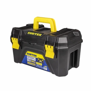 Surtek-CPS19P / CPS19P Caja portaherramientas plástica con broches plásticos y charola color negro 19" x 10" Surtek