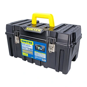Surtek-CPS20 / CPS20 Caja portaherramientas plástica con broches metálicos color negro 21" x 10" x 10" Surtek
