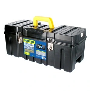 Surtek-CPS26 / CPS26 Caja portaherramientas plástica con broches metálicos color negro 26" x 10" x 10" Surtek