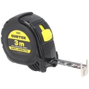 Surtek-FMA3 / FMA3 Flexómetro con carcasa anti-im pacto cinta color negro, 3 m x 16 mm