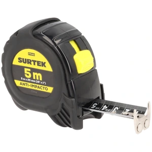 Surtek-FMA5 / FMA5 Flexómetro con carcasa anti-im pacto cinta color negro, 5 m x 25 mm
