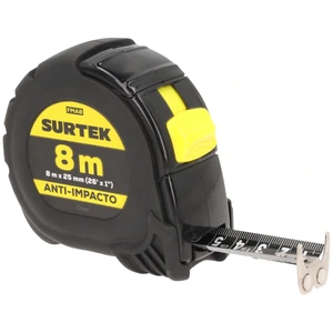 Surtek-FMA8 / FMA8 Flexómetro con carcasa anti-im pacto cinta color negro, 8 m x 25 mm