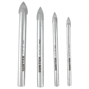 Juego de brocas para vidrios y azulejos de acero con cabeza de carburo de tungsteno, 4 pz Surtek