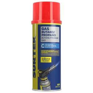 Surtek-LGAES / LGAES Lata de gas butano/propano con válvula 1/4 de vuelta 220 g Surtek