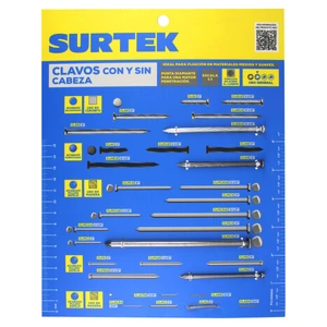 Surtek-MUEC / MUEC Muestrario de clavos para made ra o concreto 28 x 22 x 0.5 cm