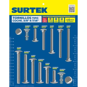 Muestrario de tornillos tipo c oche 3/8 in y 7/16 in