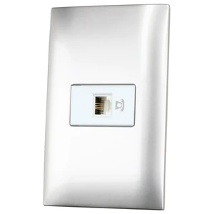 Placa 1 toma para teléfono 1/3 , línea Americana, color plata