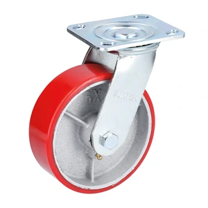Rodaja de fierro con poliuretano rojo giratoria Surtek