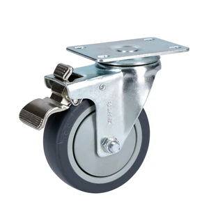 Rodaja de TPR gris giratoria con freno Surtek