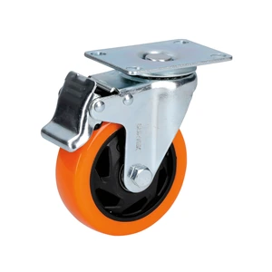 Rodaja de PVC naranja giratoria con freno Surtek