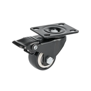 Rodaja de PVC negro con placa giratoria con freno Surtek