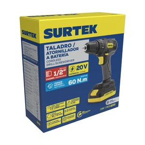 Surtek-TI620 / TI620 Taladro/atornillador 3/8 in a ba tería de Li-ion 20 V, 28 Nm