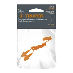 Truper Tapón auditivo reutilizable triple barrera con cordón