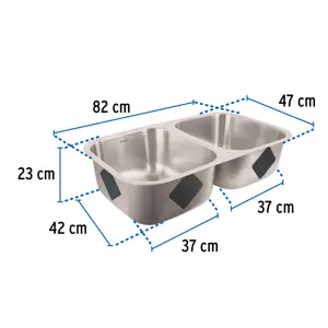 Tarja de submontar 82x47x23cm doble tina, Foset Riviera