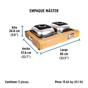 Tarja de empotrar 84x56cm doble tina, Foset Basic