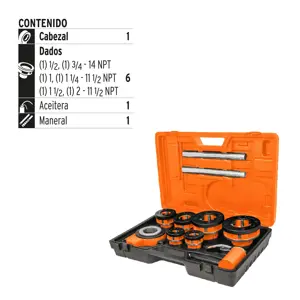 13071 / TA-851 Juego de 9 tarrajas para tubo de 1/2