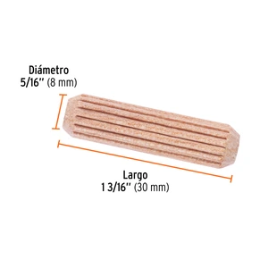 Blíster con 100 taquetes de madera ranurado 5/16