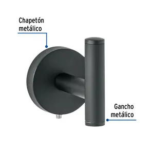 Gancho sencillo metálico acabado negro, Foset Túbig