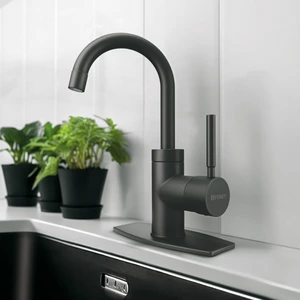 Monomando corto para lavabo, negro mate, Foset Tubig