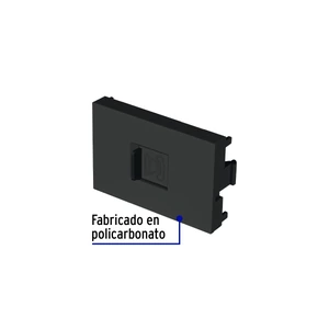Toma de teléfono negro de 1.5 módulos, línea Lisboa, Volteck