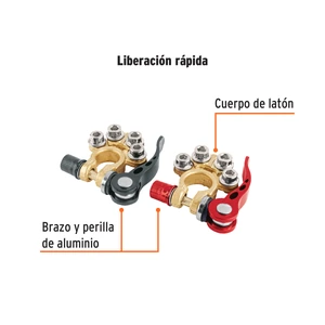 Blíster 2 terminales p/batería, desconexión rápida, Truper