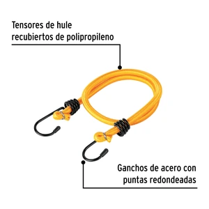 Bolsa con 2 tensores elásticos amarillos de 60 cm, Pretul