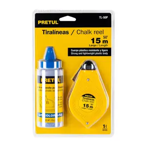 28574 / TL-50P Tiralíneas plástico con gis 15 m (50 ft), Pretul