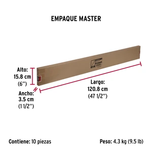 Tubo ovalado para clóset, 1.2 m, acero cromado, Hermex