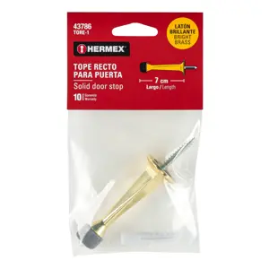 43786 / TORE-1 Tope recto para puerta, acabado latón brillante, Hermex