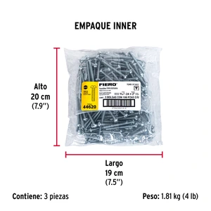 Bolsa con 100 tornillos 3/16