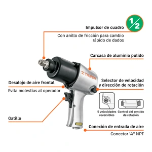 Llave de impacto neumática 1/2