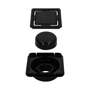 Coladera universal con rejilla cuadrada de acero inoxidable negra