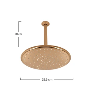 Regadera con brazo a techo rose gold