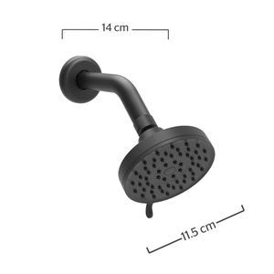 Regadera de cebolla de funciones con brazo y chapetón negro mate