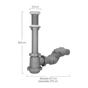Céspol flexible gris con bote chico y rejilla de acero inoxidable