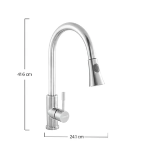 Monomando para Cocina con Nariz Retráctil INOX