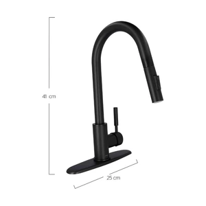 Monomando para cocina con nariz retráctil y 2 funciones negro mate
