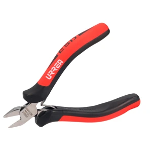 Pinza para electrónica con mango antiestático corte diagonal de 4-1/2" semi larga Urrea