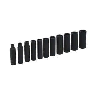 Juego de dados largos de impacto cuadro de 1/4", 6 puntas, métricos, 11 piezas Urrea